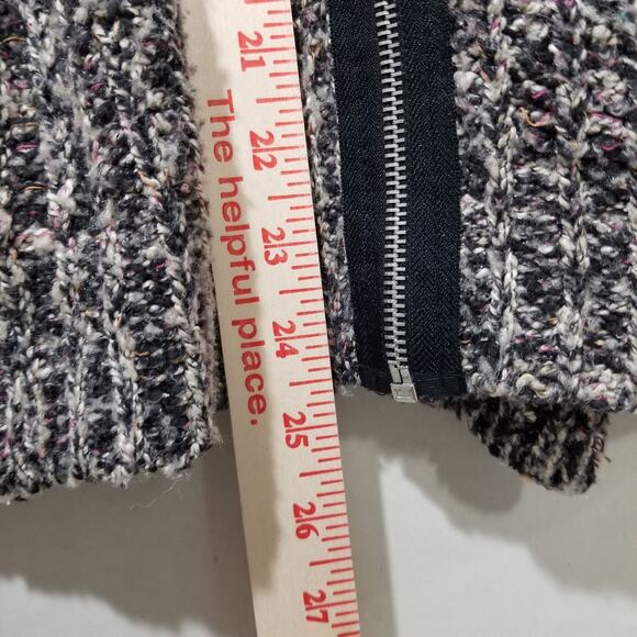 Free People Sweater Size Medium Ribbed Knit Asymmetrical Zipper Moto Jacket - Picture 9 of 10